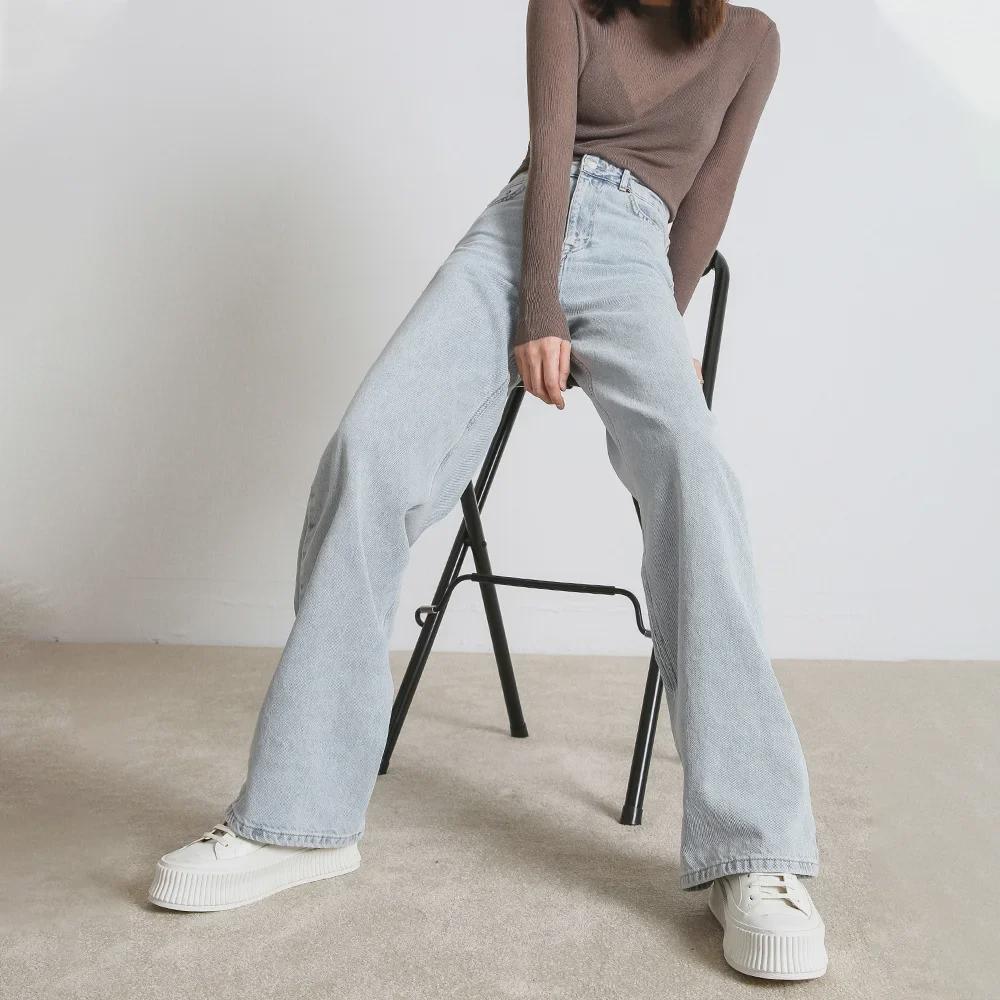 Autumn 2024 Women's High Waist Slim Jeans - Straight, Wide-Leg Fit for Spring & Fall