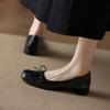Retro Style Thick Heel First Layer Cowhide Round Head Single Shoes Women's Bow Women's Shoes Professional Women's Shoes