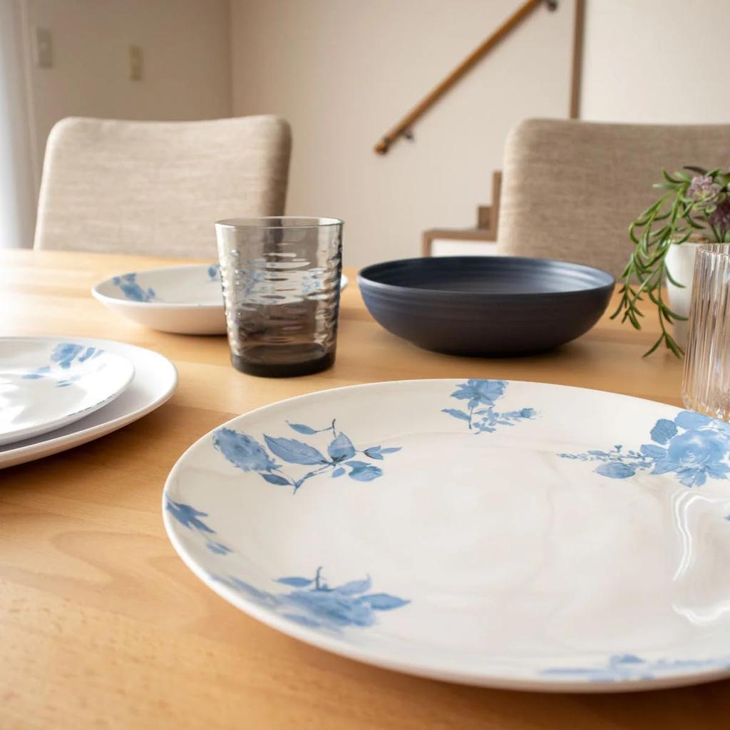 TarHong Cottage Blue Floral Dinner Melamine Dishwasher Perfect for Outdoors and DN23986071 Plate, 27cm, Shatter-Resistant Dishware, Plastic, Safe,