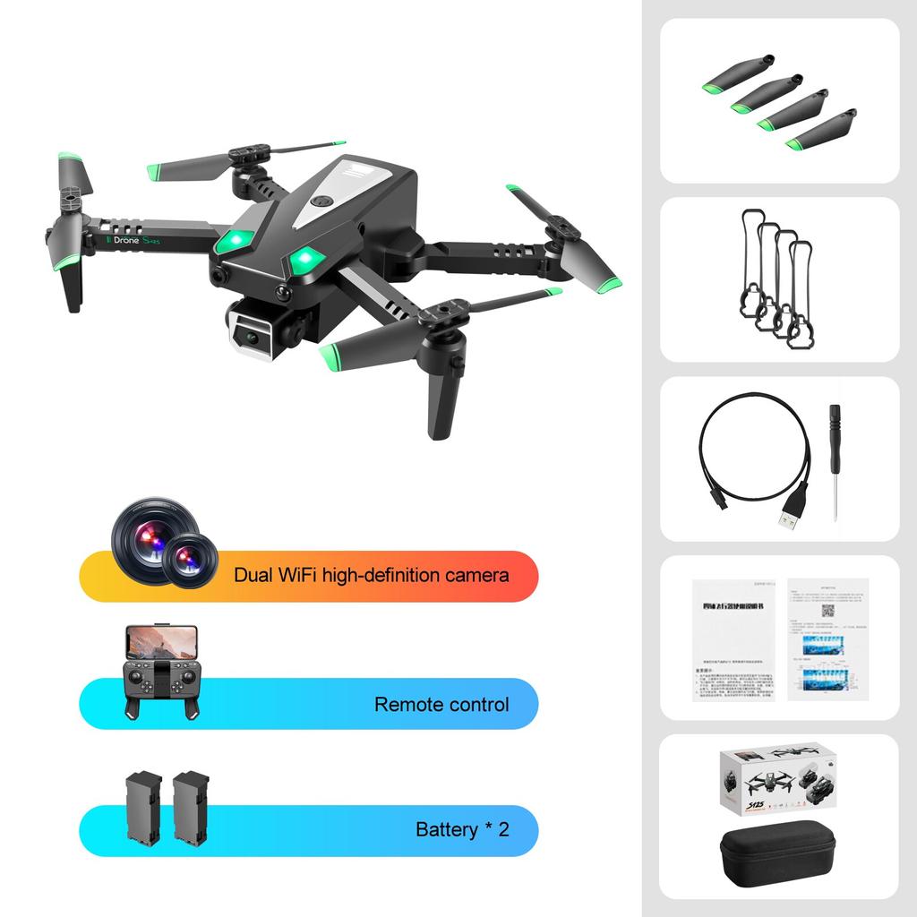 S125 Mini Folding Radio-controlled Aircraft Obstacle Avoidance Optical Flow Fixed HD Dual Camera Children Remote Control UAV