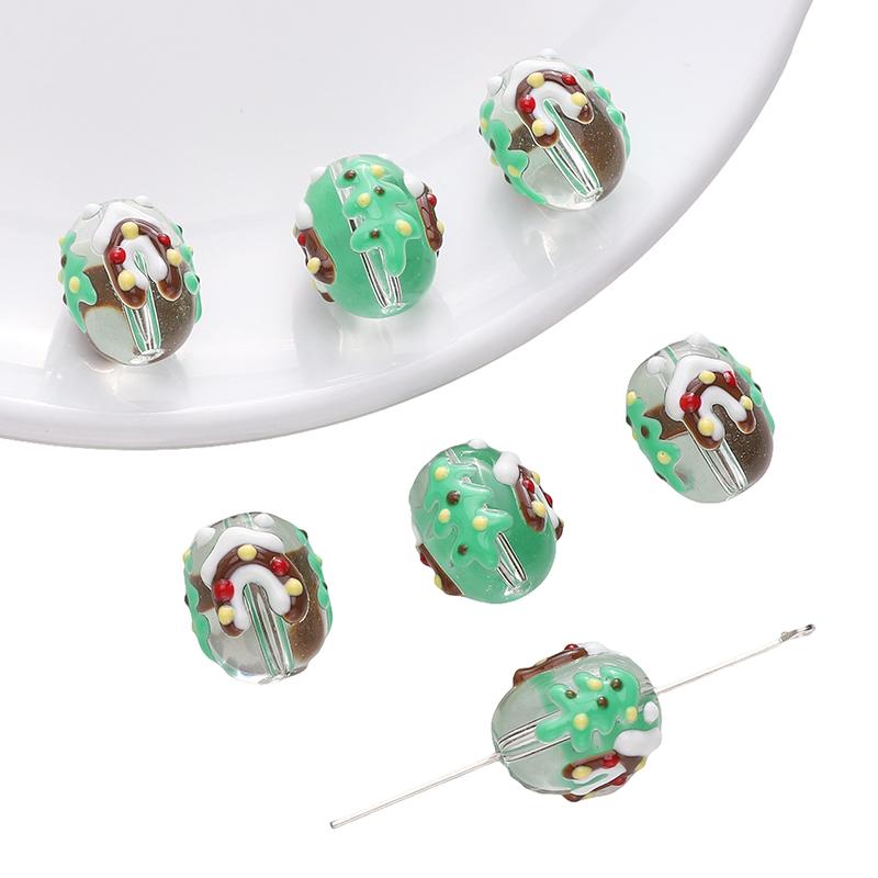 1pc/bag Christmas Series Glazed Colored Hand-Painted Beads DIY Bracelet Necklace Earrings Jewelry Accessories