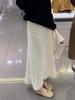 High-Waist Sequin A-Line Skirt for Women - Mid-Length, Autumn/Winter Fashionable Hip-Hugging Design