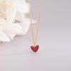 S925 Sterling Silver Minimalist Little Red Heart Necklace - Japanese & Korean Design, Women's Heart Clavicle Chain.