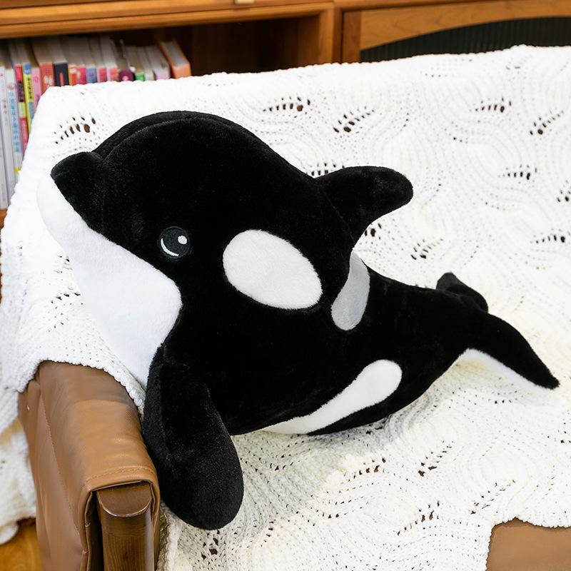 Black and white killer whale doll plush doll sleeping whale plush toy rag doll boy children's birthday gift