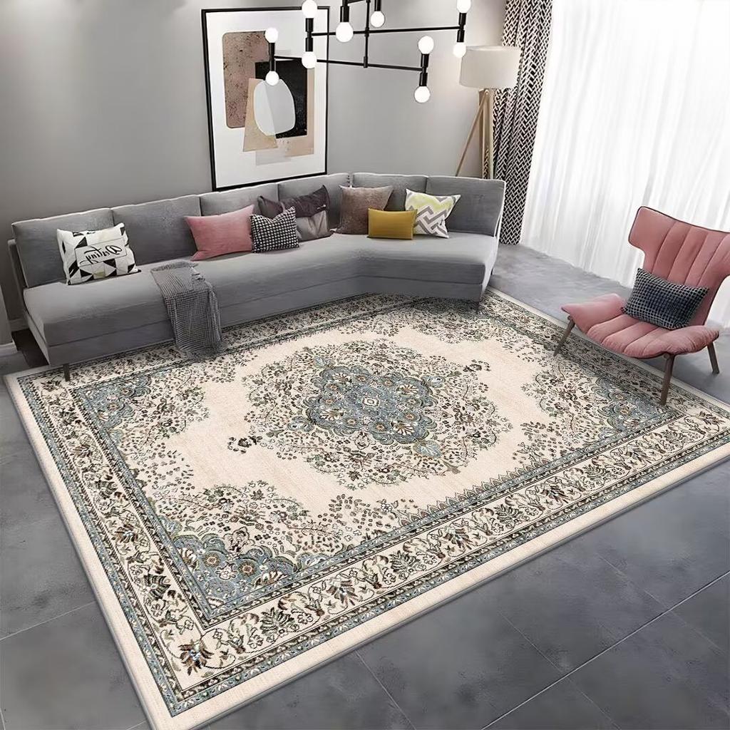Retro Amerikanische Wohnzimmerdekoration Teppich Boho Bettvorleger für Schlafzimmer Große Fläche Rutschfeste Matte Waschbarer Lounge-Teppich Tapis
