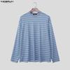 INCERUN Oversized Men Long Sleeve Striped Loose Casual Tops T-shirts