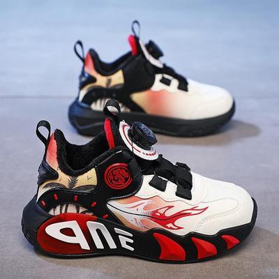 Jungen Herbst/Winter 2025 Plüschgefütterte Warme Sportschuhe - Mittlere/Große Kinder Basketball Sneaker