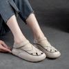 Fashion 4CM 2025 Genuine Leather Women's Shoes Trend Summer Soft Elegant Flat Shoes Hollow Out Women Casual Shoes Shallow Flats Sandals