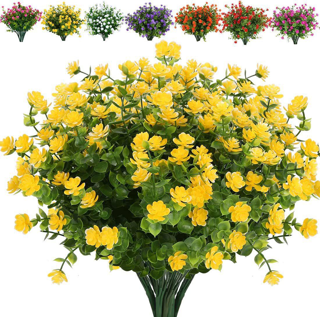 

Искусственная цветочная композиция из эвкалипта и камелии для украшения улицы жёлтый