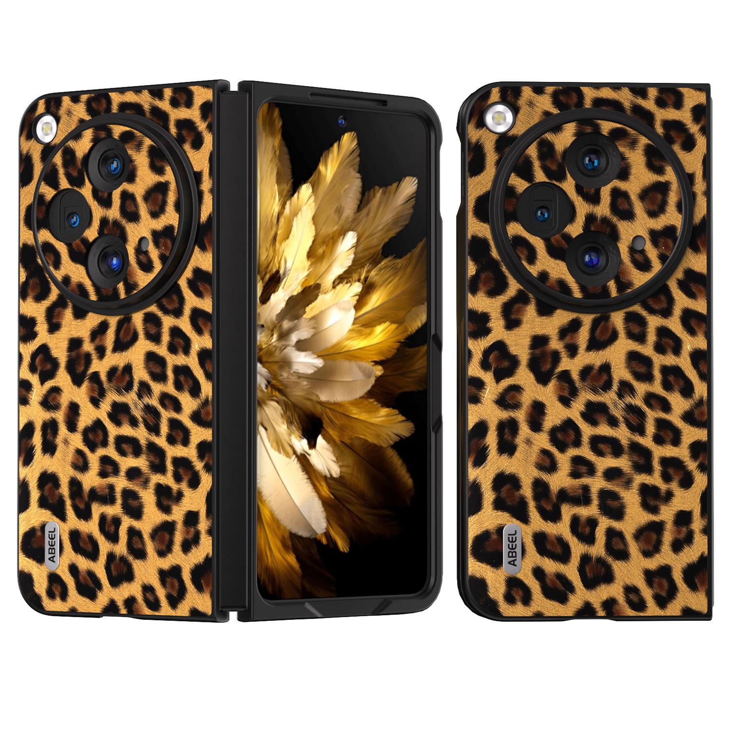 

ABEEL For Oppo Find N3 5G/OnePlus Open Case Leopard Pattern Leather Back Cover Gold