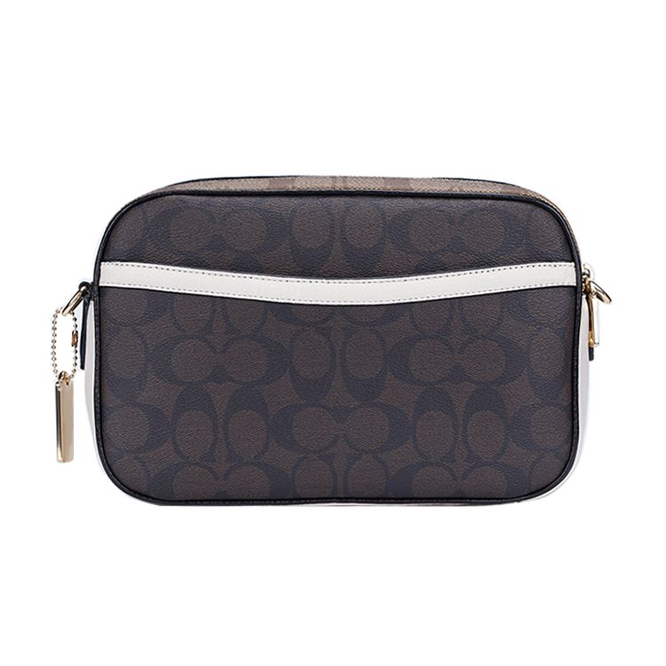 Coach Jes 25 Double Zipper Closure PVC Shoulder Bag Women Shoulder Bag Dark-Brown Multicolor C1767-IMNOX