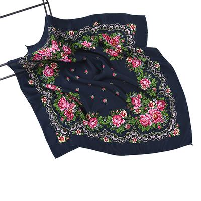Square Scarf Luxury Floral Print Bandana Shawl Female Headband Scarves Ethnic Handkerchief Babushka Head Wraps