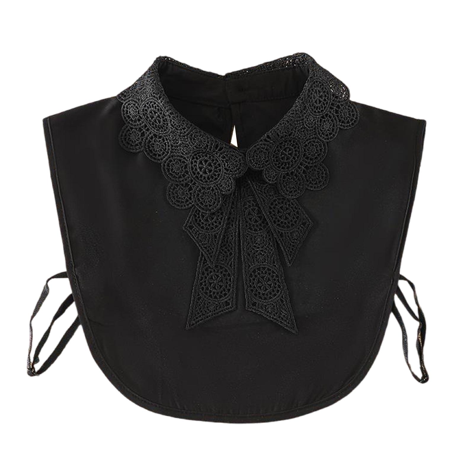 

Easy Clip On Lace Collar White Black Ruffle Layering Piece For Office Party Casual Wear чёрный
