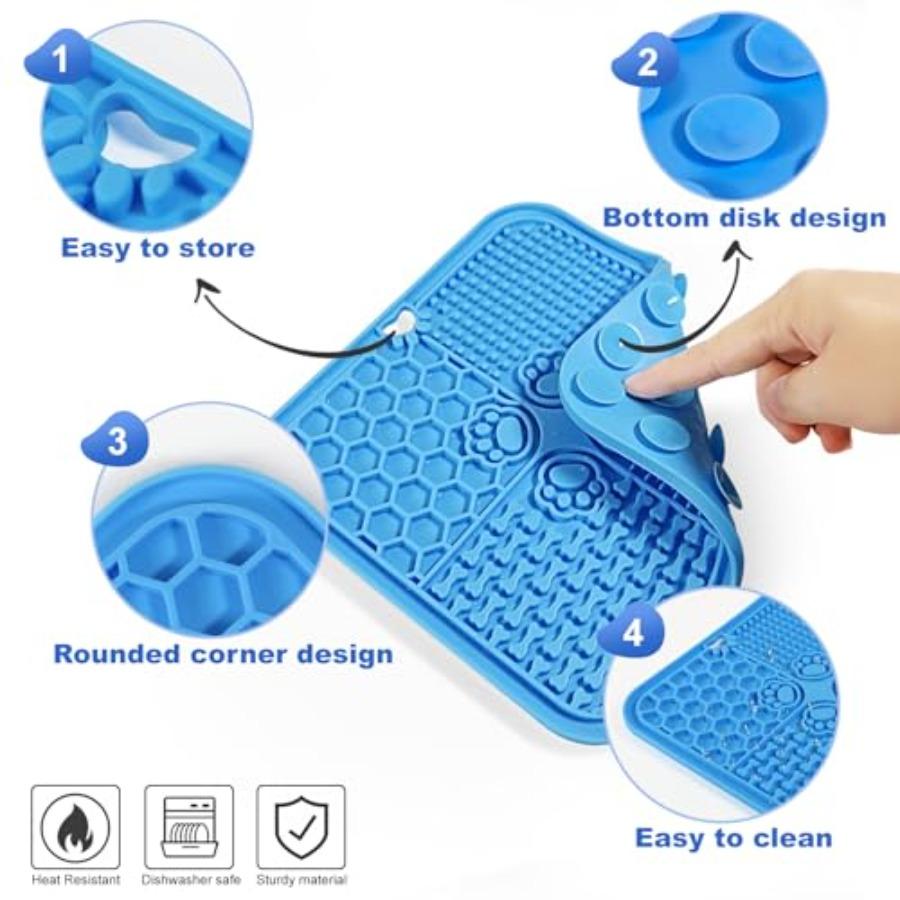 Lick Mat for Dogs, Dog Lick Mat with Suction Cups, Pet Food Mats and Slow Feeder Cat Bowl for Dog Anxiety Relief Pet Enrichment