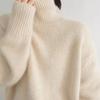 Autumn and Winter Thick Half High Collar Solid Women's Sweaters Elegant Vintage Loose Knitted Pullovers Sweater Ladies Casual Slim Base Jumpers 25560