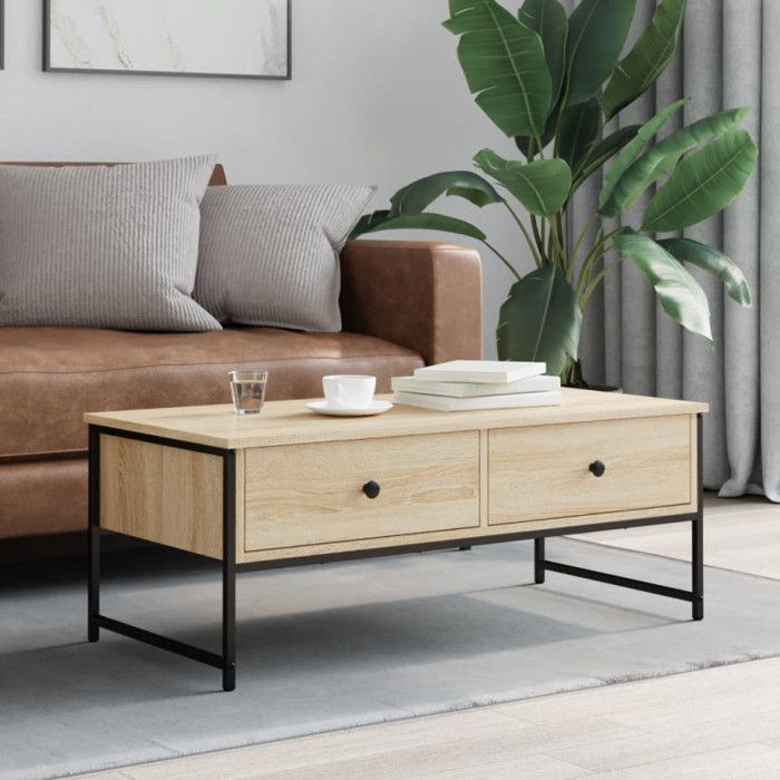 VidaXL Coffee Table Sonoma Oak 101x49x39.5 Cm Engineered Wood 837738
