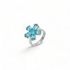 Swiss Blue Topaz Flower Ring: Sterling Silver Gemstone