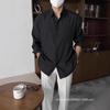 Men's European-Style Loose-Fit White Cotton Linen Long-Sleeve Shirt with Sun Protection and Breathable Fabric