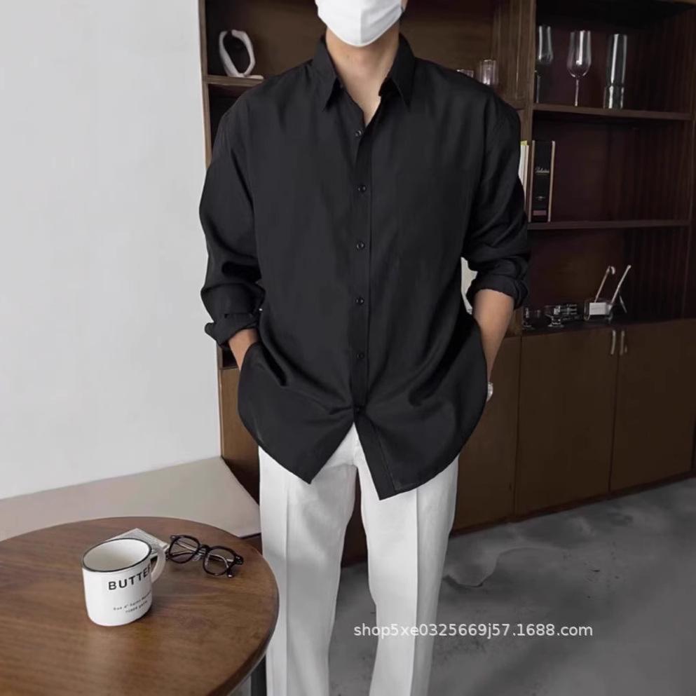 Men's European-Style Loose-Fit White Cotton Linen Long-Sleeve Shirt with Sun Protection and Breathable Fabric