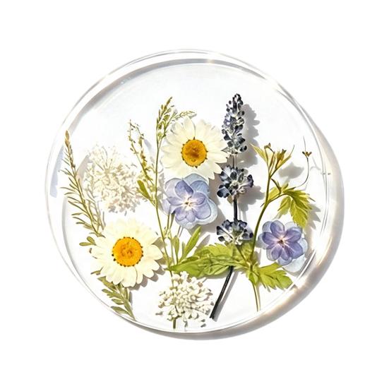 Non Slip Coaster Set Floral Print Acrylic Coaster, Non-Slip Surface Heat Resistant Protection Cup Pad, Pads Transparent Round Mat for Office Desk