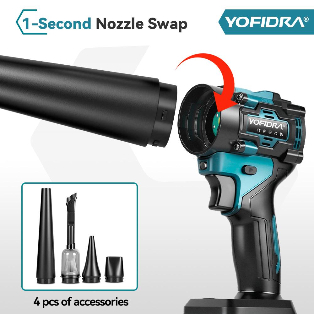 Yofidra Brushless 2-in-1 Turbo Blower Jet Fan & Vacuum Cleaner 80000RPM Handheld Dust Blowing Tool For Makita 18V Battery Pin