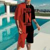 2025  New Men's Summer Leisure Sports Running Set Oversized Men's Refreshing Top Y2K Style Printed 3D Poker Pattern Fashion Set