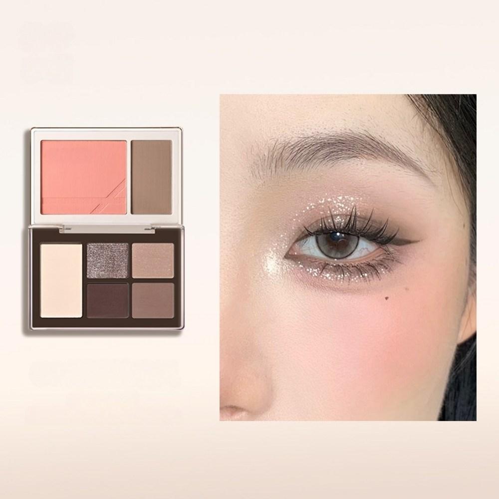 Double-sided Foldable Blusher & Eyeshadow Palette Portable Makeup 1 Pcs 02 Spring White Peach Ice Warm Substitute Peach Die