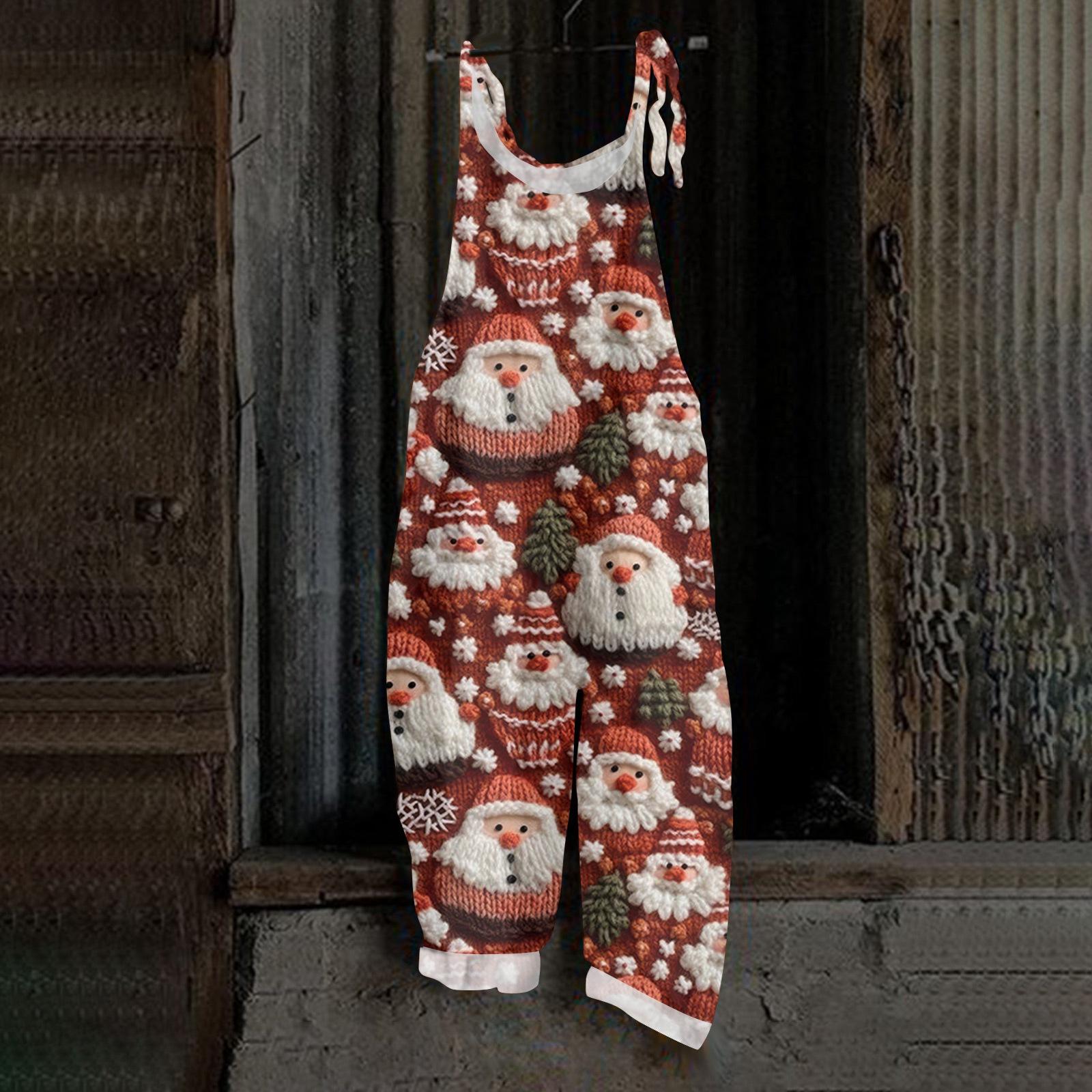 

Женский комбинезон с принтом Хэллоуина, повседневный свободный винтажный комбинезон из хлопка и льна M