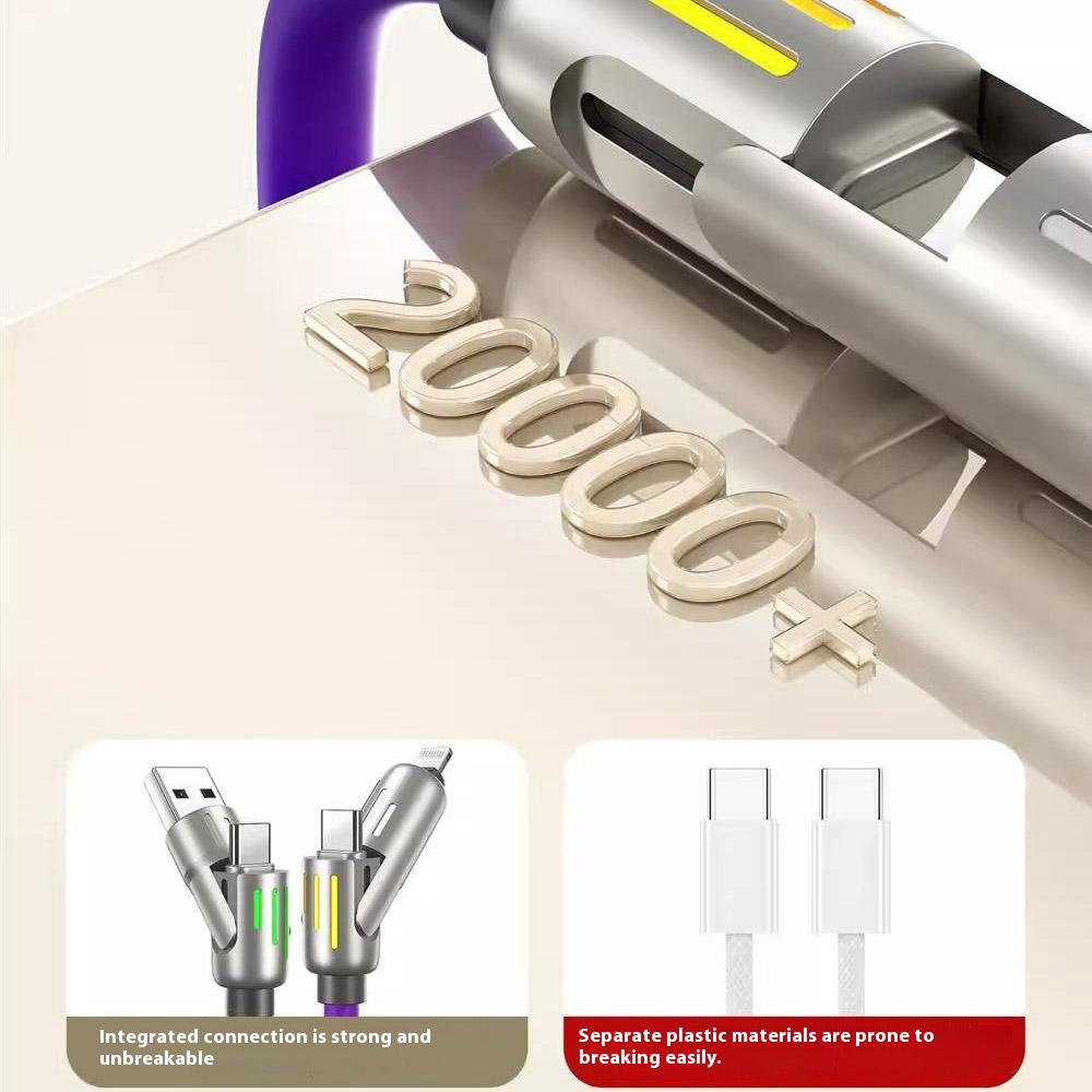 1m 4 In 1 Data Cable 240W Super Fast Charging Type-C/USB To Type-C/8Pin Liquid Silicone Cord