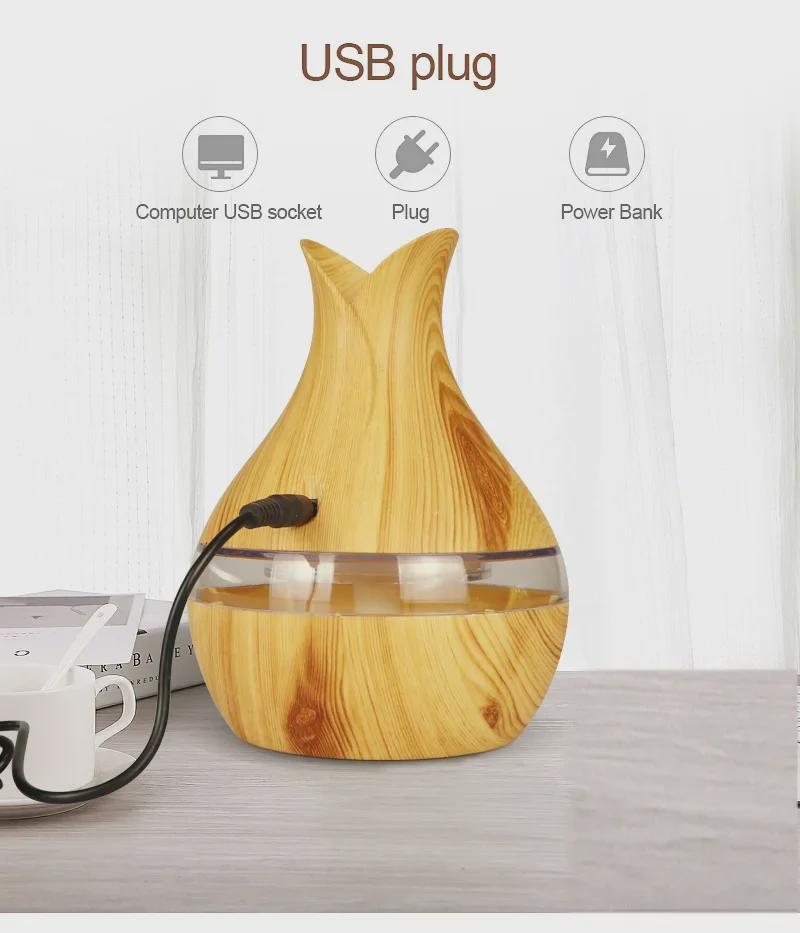 USB Dual Leaf Essential Oil Diffuser: Petal Humidifier Aromatherapy Vase - 300ml Mini