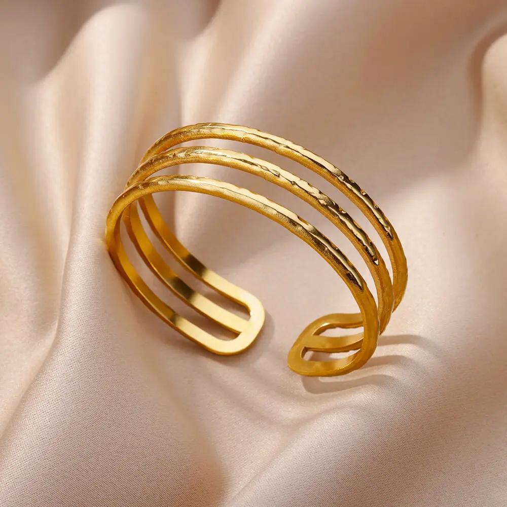 Stainless Steel Bangles Bracelet for Women Gold Plated Luxury Multi-layer Bracelets Jewelry pulseras mujer
