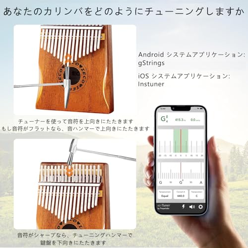 Portable Kalimba Beginner Set, 17-Key Finger Piano, Mbria Songbook and Tuning Hammer Included, Suitable for Adults and Children