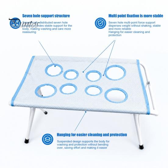 Adjustable Pet Grooming Stand Table with Foldable Stand, Strap, Cat Hammock, 8-Hole Small Dog Tool Washing Station for Bathing, Nail Trimming of Dogs