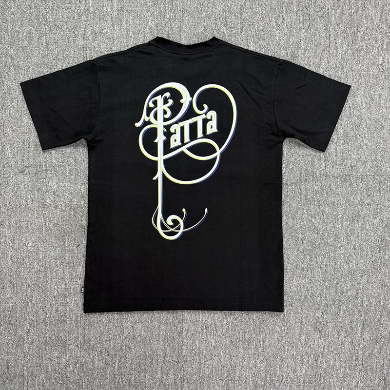 2026 Summer Vineletter Logo Print Patta Tshirt Unisex Unisex Casual Fashion Black White T Shirt Summer Loose Tee Top With Tag