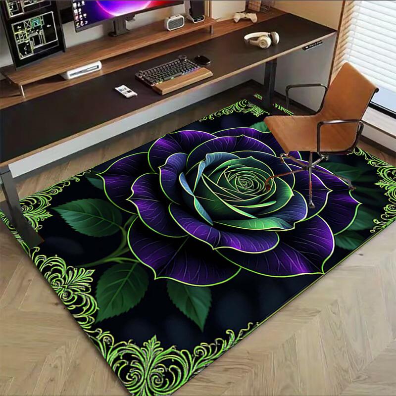 1PC Rose Black Extra Large Non Slip Floor carpet, Office, family, bedroom, Studio   Large Area Rug Indoor Rugs, , Vibrant Colors