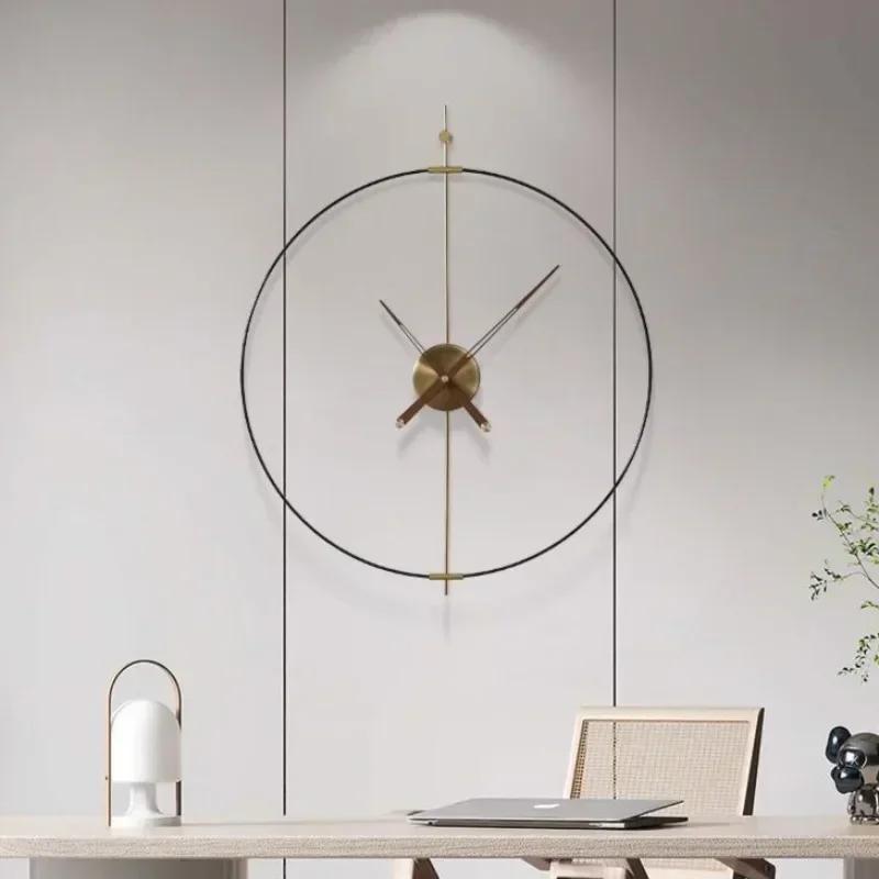 Art Wall Clock Silent Spain Watches Large Living Room Clocks Creative Luxury Minimalist Watch Solid Wood Pointer Home Decoration