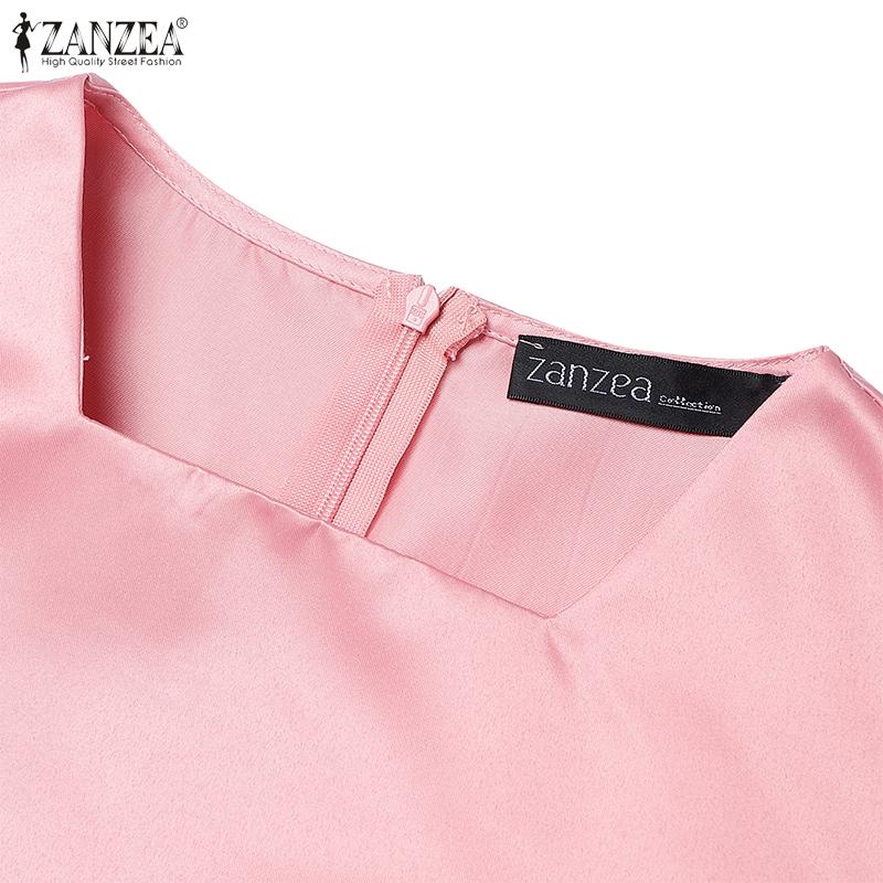 ZANZEA Vestido Casual de Mujer con Cuello Cuadrado, Manga Corta, Cola de Pez y Corte Slim