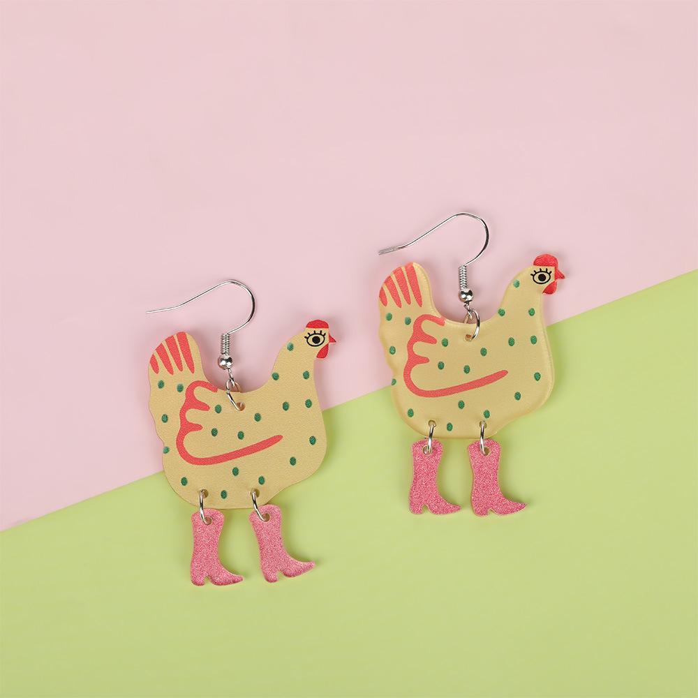 

Cartoon Colored Hen Shaped Earrings And Earrings One Size жёлтый