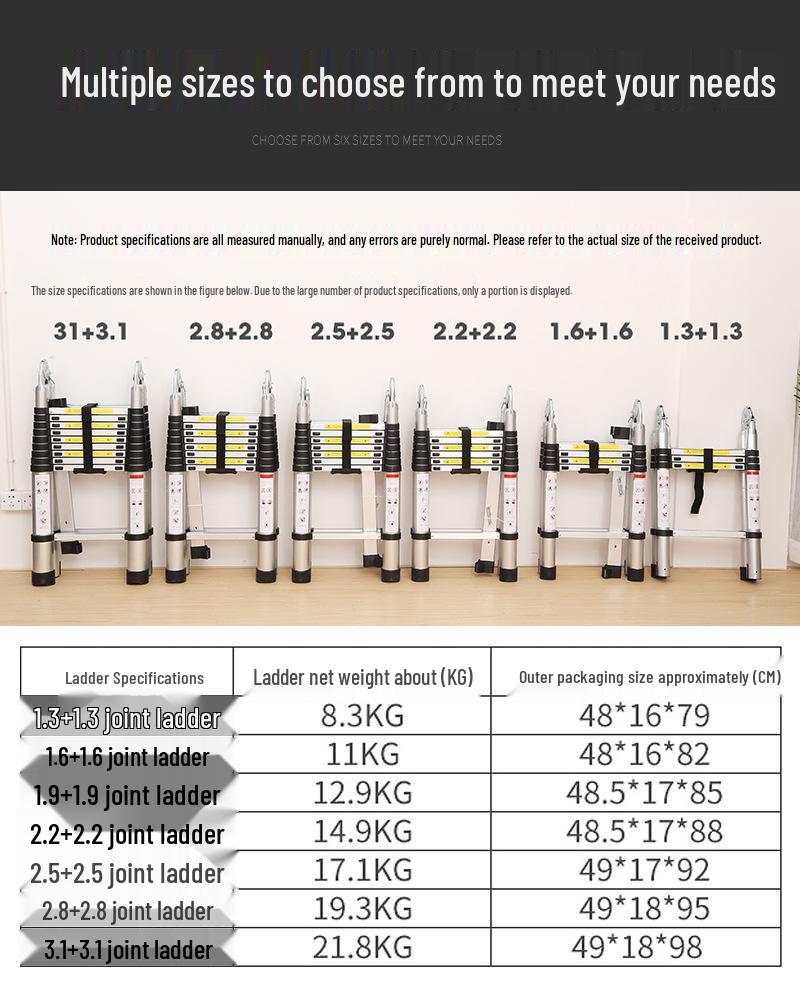 Aluminum Alloy Multifunctional Folding Ladder: Portable, Thickened, and Telescopic Herringbone Design