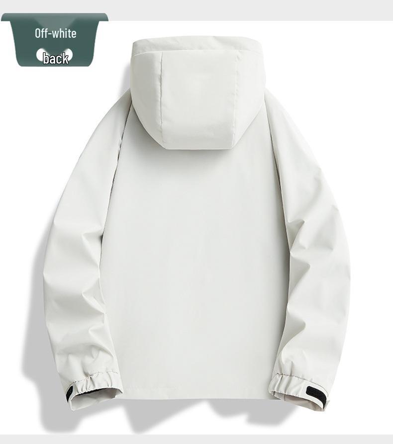 Pánská a dámská trendy jarní bunda proti větru s kapucí - Jednovrstvá, bouřková bunda ve stylu pracovního oděvu