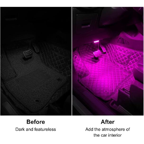 4Pcs Car LED Lights Interior Wireless, 7 Colors Interior Car Lights with 6 Bright LED Lamp Beads, Portable USB Rechargeable Car Interior Led Night