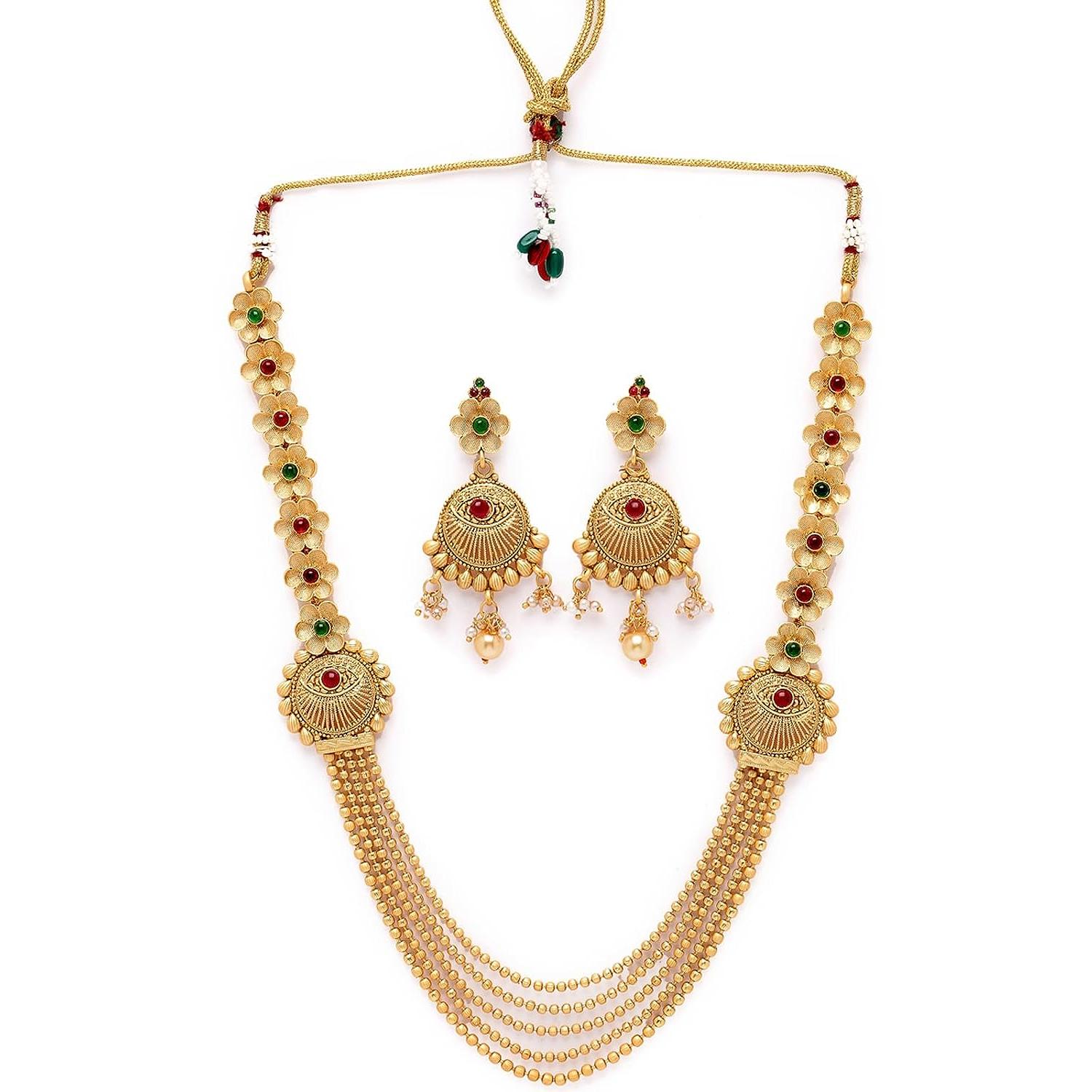 

Позолоченное ожерелье Kundan с шипами, многострунный комплект ожерелья для женщин free size