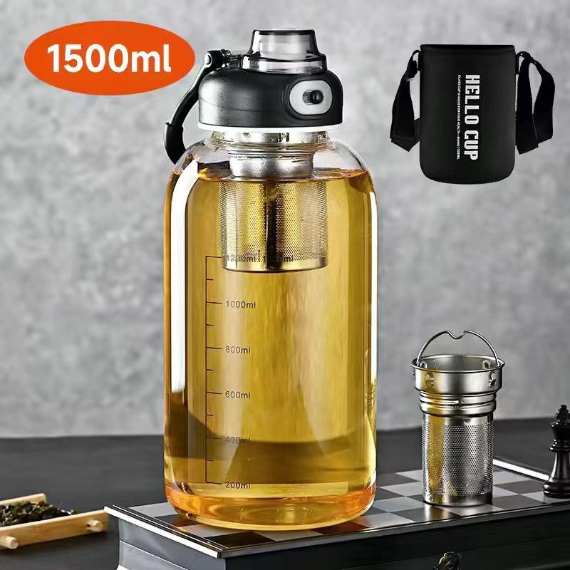 800/2500ml Large Glass Water Bottle with Lock Lid and Direct Drink Spout Reusable Sports Water Bottle for Gym Home Outdoor