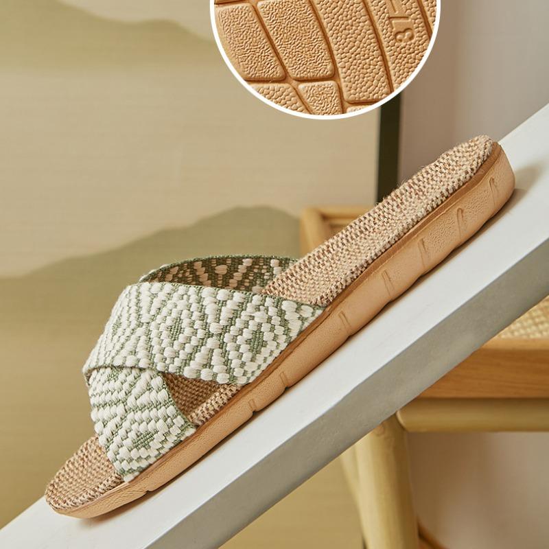 Linen Slippers Home Furnishing Women's Summer Slippers Indoor Hotel Sandals Non-slip Silent Slippers