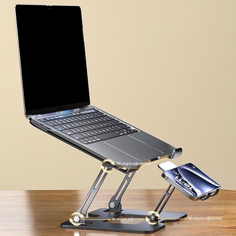 Double Use Portable Aluminum Laptops Risers Stand With Ventilated Base And AntiSlip Pad Fit For 10-17.3Inch Computers