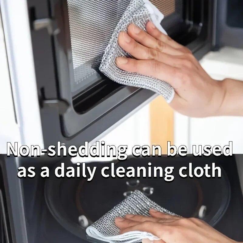 Kitchen Cleaning Cloth Tools Dish Cloths Rust Removal Magic Cleaning Cloth Metal Steel Wire Cleaning Rag Multipurpose Dish Wash Cleaning Supplies