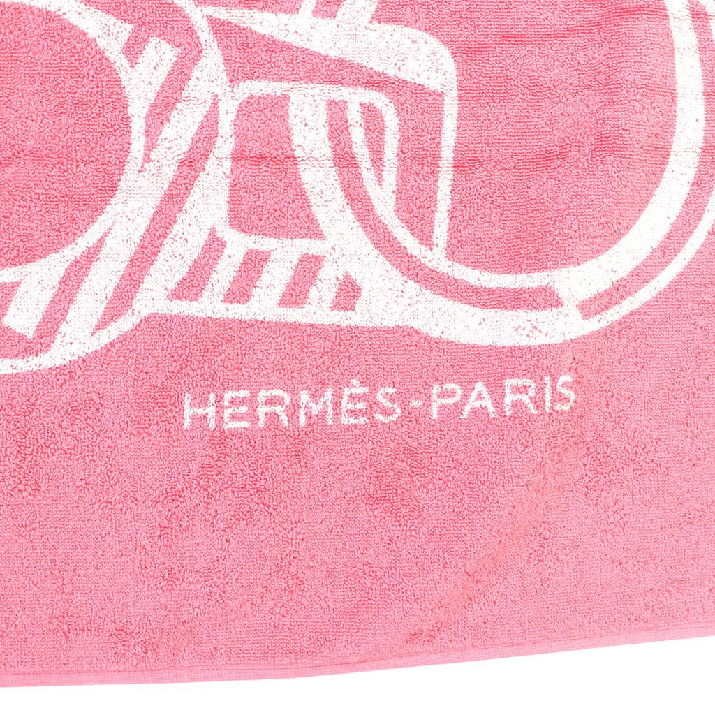 Pristine HERMES towel Yachting Tattoo/Dore Buckle PM Fringed beach towel cotton Used