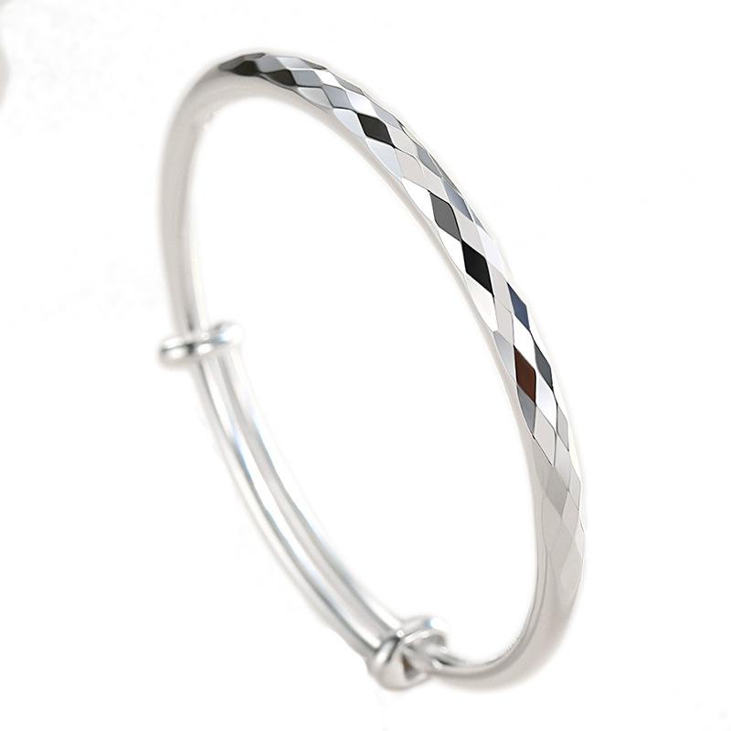 New Diamond Bracelet Female S999 Sterling Silver Korean Version Simple Fashion Glossy Bracelet Ladies Jewelry