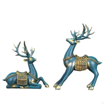 Auspicious Deer Sculpture Housewarming Golden Offering Ornament Ornate Home Decor Decoration