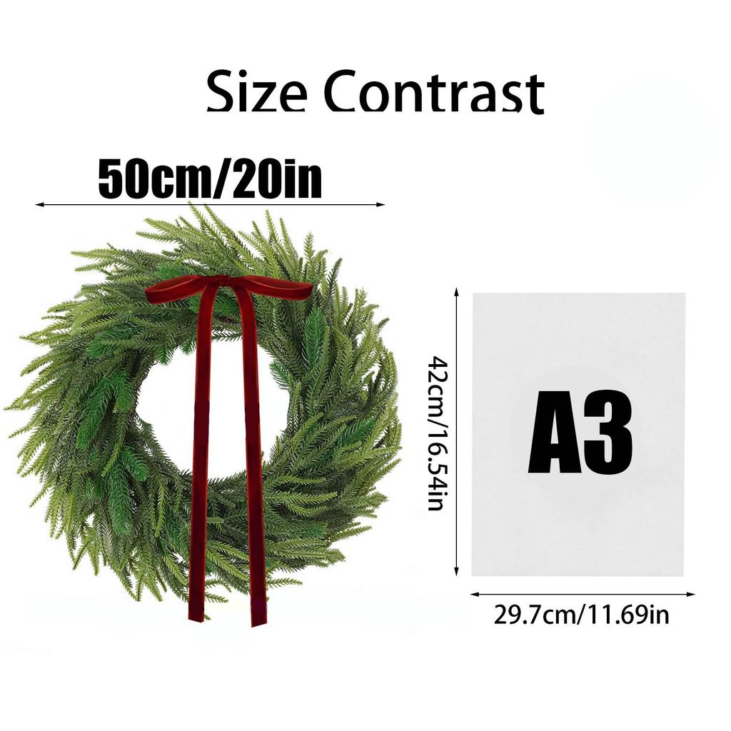 50cm Weihnachtskranz Künstlich Mit Schleife Dekoration Kranz Türhänger Wandhänger